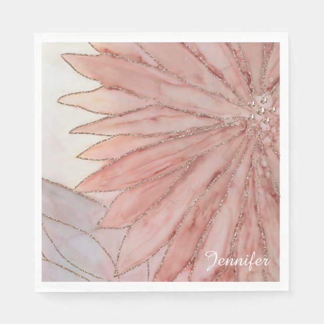 Quinceanera Elegant Rosa 15:e Födelsedagsfesten Pappersservett (Framsidan)