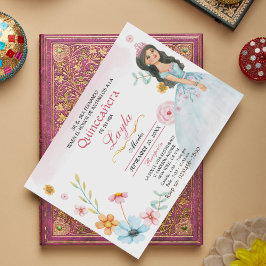 Quinceañera Elegante: Mis Quince Invaciones Rosa Inbjudningar