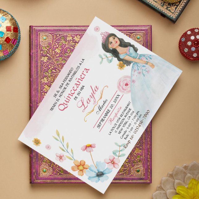 Quinceañera Elegante: Mis Quince Invaciones Rosa Inbjudningar (Quinceañera Elegante: Mis Quince Invitaciones Rosa Invitation)