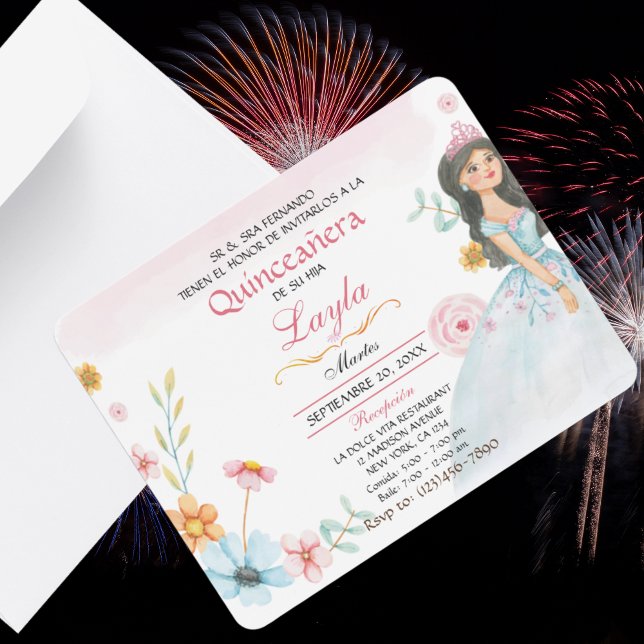 Quinceañera Elegante: Mis Quince Invaciones Rosa OSA Kort (Elegant Spanish Quinceañera Mis Quince Invitation)