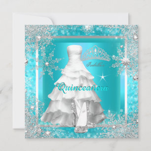 Quinceanera Elite Elegant Teal Födelsedagsfest 2 Inbjudningar