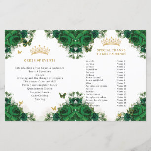 Quinceañera Emerald Blommigt Butterflies Program