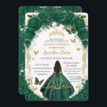 Quinceañera Emerald Green Floral Brown Princess  Inbjudningar<br><div class="desc">Personalize this lovely quinceañera invitation with own wording easily and quickly,  simply press the customize it button to further re-arrange and format the style and placement of the text.  Matching items available in store!  (c) The Happy Cat Studio</div>