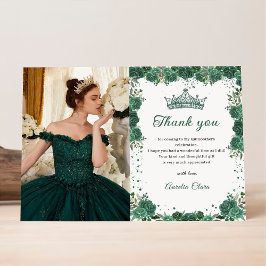 Quinceañera Emerald Grönt Blommigt Birthday Tack Kort