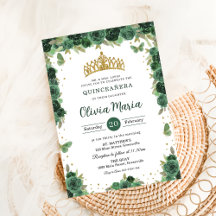 Quinceañera Emerald Grönt Blommigt Butterflies Tia