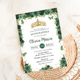 Quinceañera Emerald Grönt Blommigt Butterflies Tia Inbjudningar