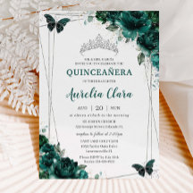 Quinceañera Emerald Grönt Blommigt Butterflies Tia