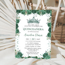 Quinceañera Emerald Grönt Blommigt Krona Birthday