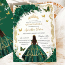Quinceañera Emerald Grönt Blommigt Princess Guld