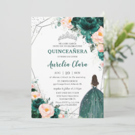 Quinceañera Emerald Grönt  Blommigt Princess Inbjudningar