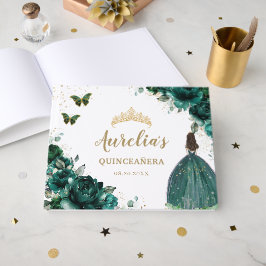QUINCEAÑERA Emerald Grönt Blommigt Ro Princess Gästböcker