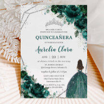 Quinceañera Emerald Grönt Blommigt Silver Princess