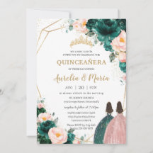 Quinceañera Emerald Grönt  Blommigt Twillingar