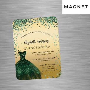 Quinceanera emerald grönt dress lyxury party magnet