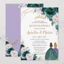 Quinceañera Emerald Grönt Lilac Blommigt Ro Twilli
