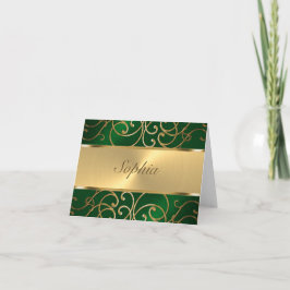 Quinceanera Emerald Grönt och Guld Filigree Swirls Inbjudan