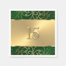 Quinceanera Emerald Grönt och Guld Filigree Swirls