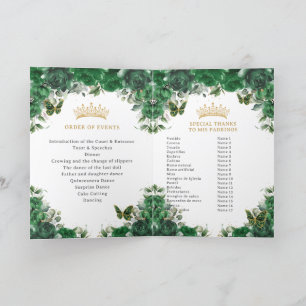 Quinceañera Emerald Grönt Padrinos Events Program