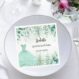 Quinceanera eucalyptus green woodland pappersservett