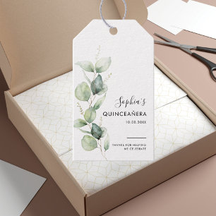 Quinceanera Eucalyptus Rustic 15:e födelsedagen Presentetikett