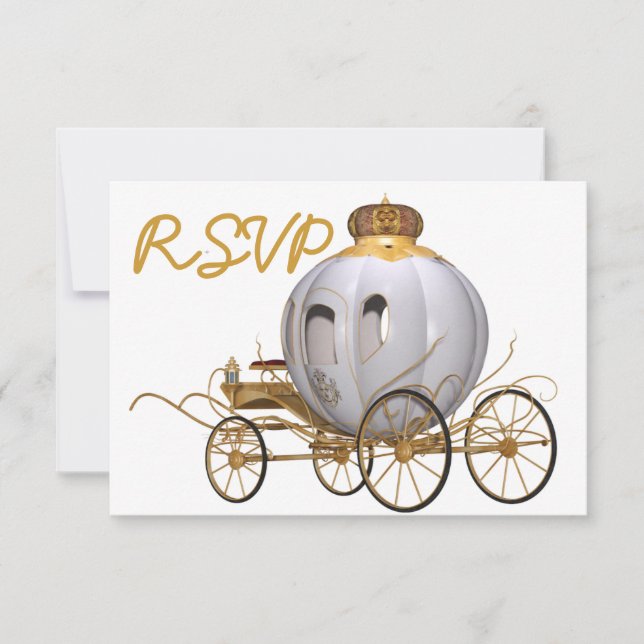 Quinceanera Fairy Tale Princess guld och White Inbjudningar (Framsida)