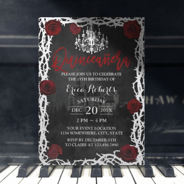 Quinceanera Fairytale Castle Ro & Thorn Princess Inbjudningar (Skapare uppladdad)