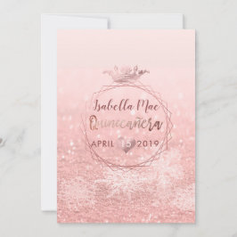Quinceanera/Faux Ro Guld Snöflingor+Krona Inbjudningar