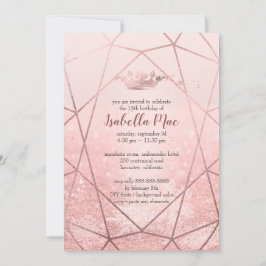 Quinceanera/Faux Ro Guld Snöflingor+Krona Inbjudningar
