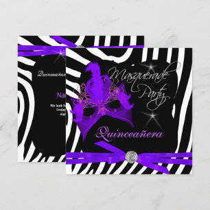 Quinceanera-fest Maskerad Lila Zebra Inbjudningar