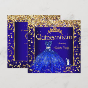 Quinceañera-fest Royalblå klänning Höga klackar Gu Inbjudningar