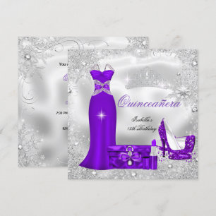 Quinceanera-fest Violetta Silver Snöflingor S Inbjudningar