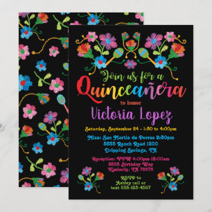 Quinceañera Fiesta Födelsedagsfest med broidery Inbjudningar