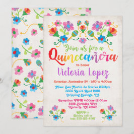 Quinceañera Fiesta Födelsedagsfest med broidery Inbjudningar