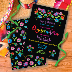 Quinceañera Fiesta Födelsedagsfest med broidery Inbjudningar