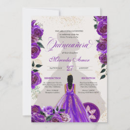 Quinceanera Finare Lila Blommigt Western Charro Inbjudningar