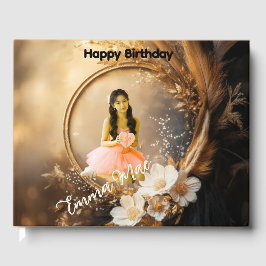 Quinceañera Firande Anpassningsbar Blommigt Guest Gästböcker