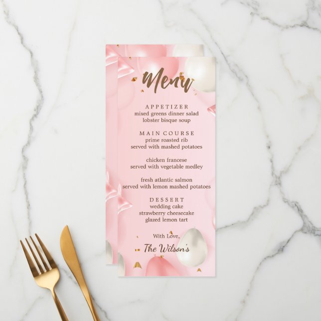 Quinceañera Firande Editable Meny (Fram/Back In Situ)