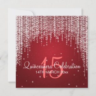 Quinceañera Firande Party Night Dazzle Red Inbjudningar