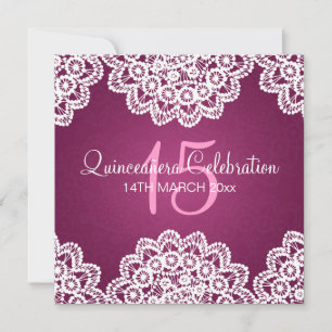 Quinceañera Firande Party Vintage Snöre Rosa Inbjudningar