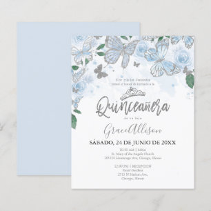 Quinceanera Fjäril Budget Inbjudan - Spanska