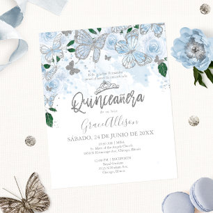 Quinceanera Fjäril Budget Inbjudan Spanska