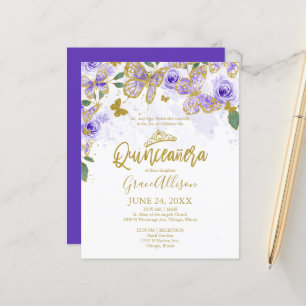 Quinceanera Fjäril Budget Inbjudan Svenska