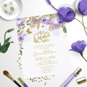 Quinceanera Fjäril Budget Inbjudan Tvåspråkig