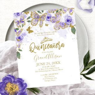 Quinceanera Fjäril Budget Inbjudan Tvåspråkig