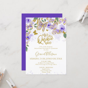 Quinceanera Fjäril Inbjudan Spansk Formulering
