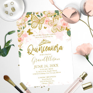 Quinceanera Fjäril Inbjudan Svenska Formulering 