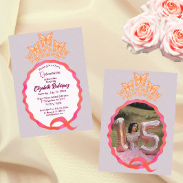 Quinceañera Fjäril Kronan Slingrig Inbjudan