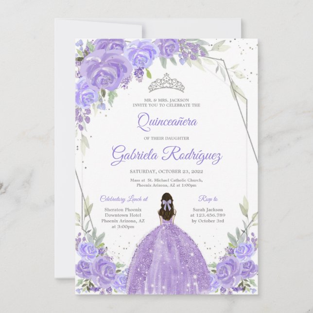 Quinceanera Floral Invitation Inbjudningar (Framsida)