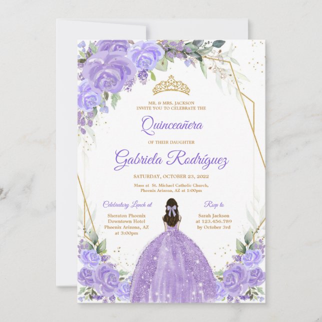 Quinceanera Floral Invitation Inbjudningar (Framsida)