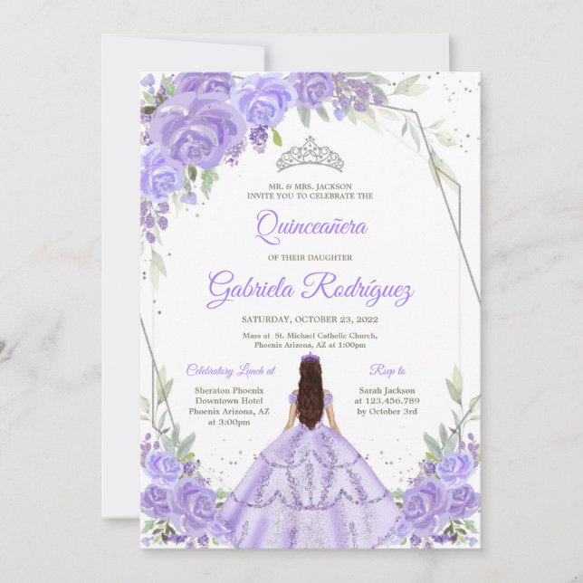Quinceanera Floral Invitation Inbjudningar (Framsida)